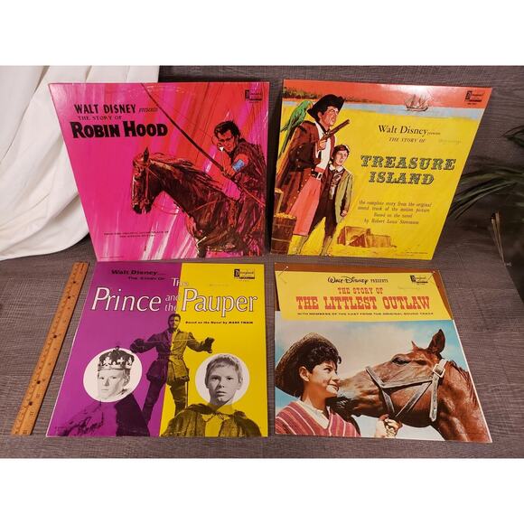Lot of 4 Vintage Walt Disney Records 1960s Vinyl LPs 12" - In Excellent Shape